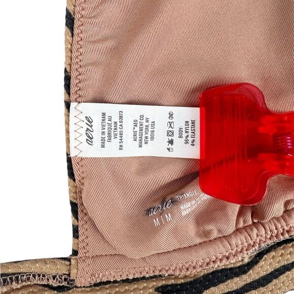 Aerie Pique Animal Zebra Print Tan Triangle Bikini Top Medium - Picture 7 of 7